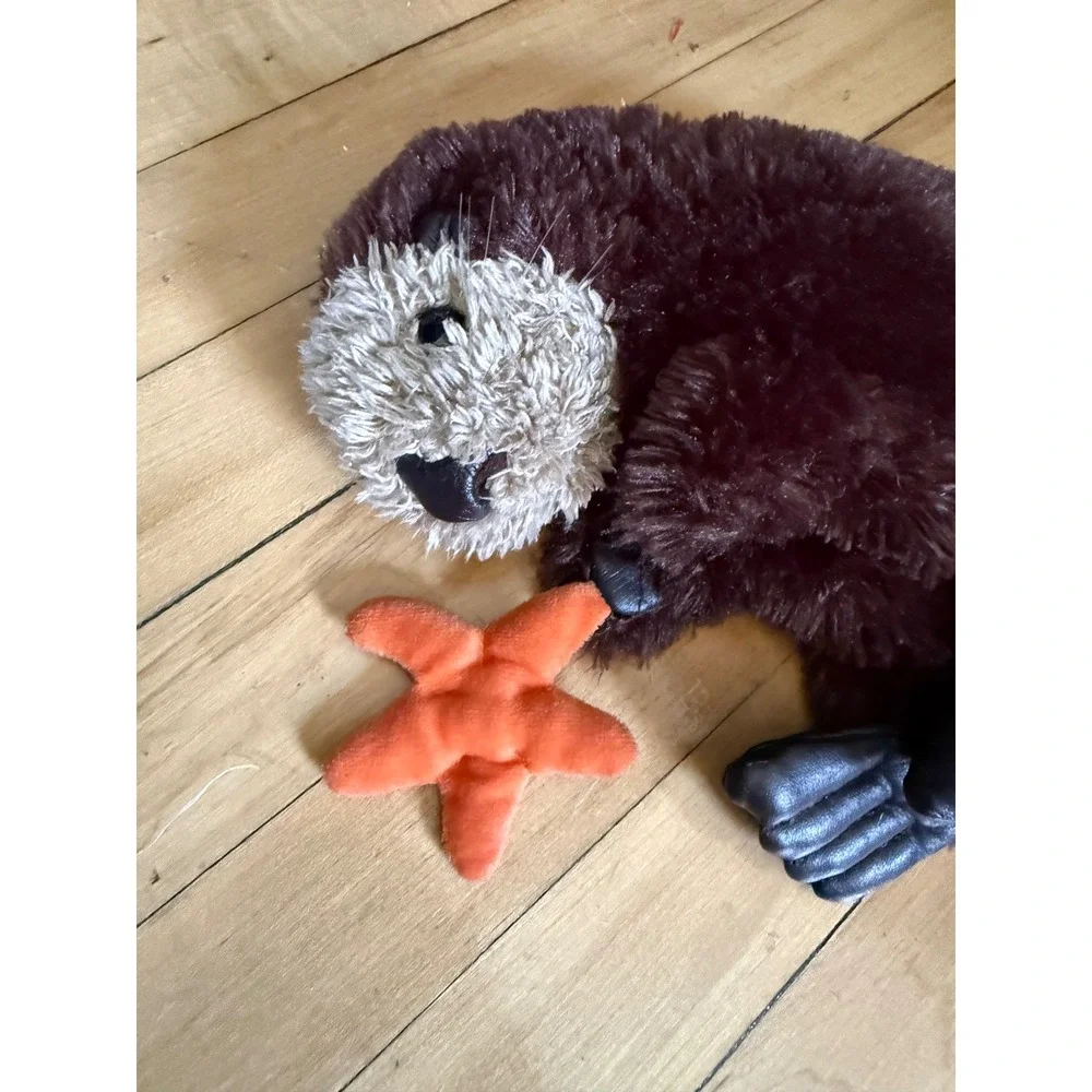 Folkmanis Sea Otter Hand Puppet Brown Plush with Starfish 2029 Plush Toy